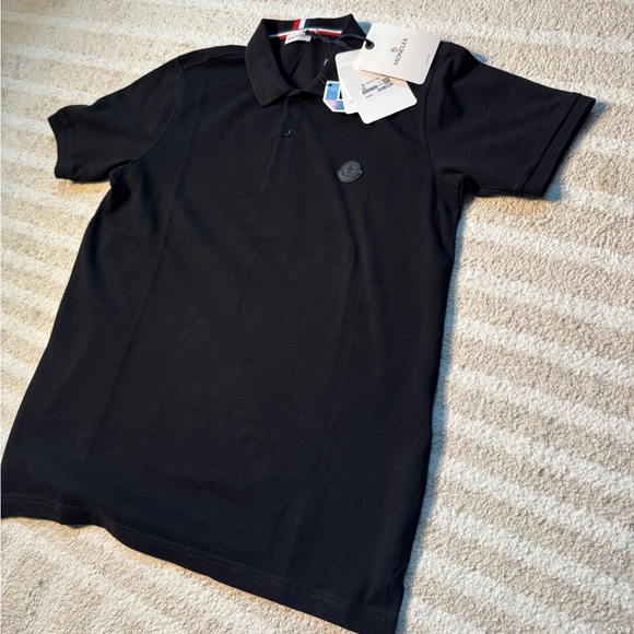 Moncler Black Polo Shirt with Logo Accent - Picture 2 of 5